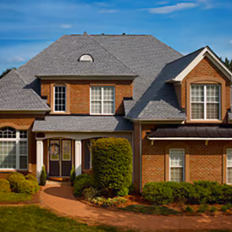Gray asphalt shingle roof on a residential home
